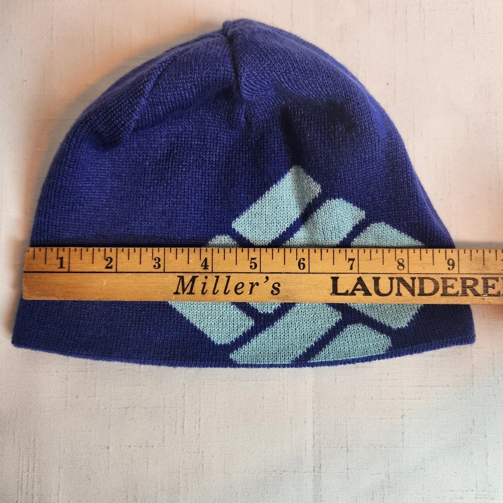 Columbia Reversible Knit Beanie Blue Winter Hat Logo OS Unisex